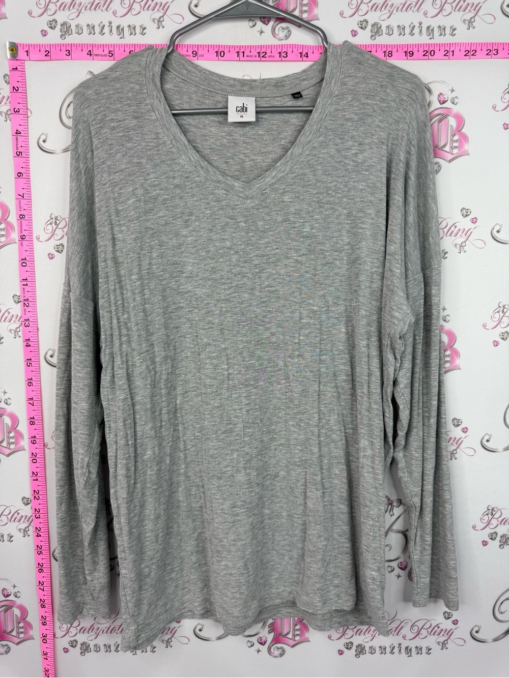 Cabi shirt Lightweight V-Neck Long Sleeve Top - Heather Gray